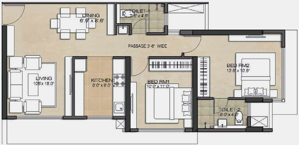 2 BHK Flat in Wadhwa Anmol Fortune in Goregaon West, Mumbai - Image 813587
