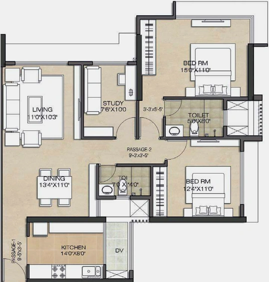 2 BHK Flat in Wadhwa Anmol Fortune in Goregaon West, Mumbai - Image 813588