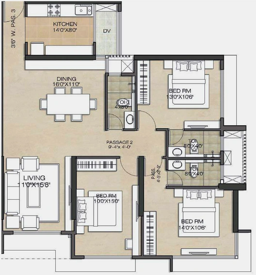 3 BHK Flat in Wadhwa Anmol Fortune in Goregaon West, Mumbai - Image 813589