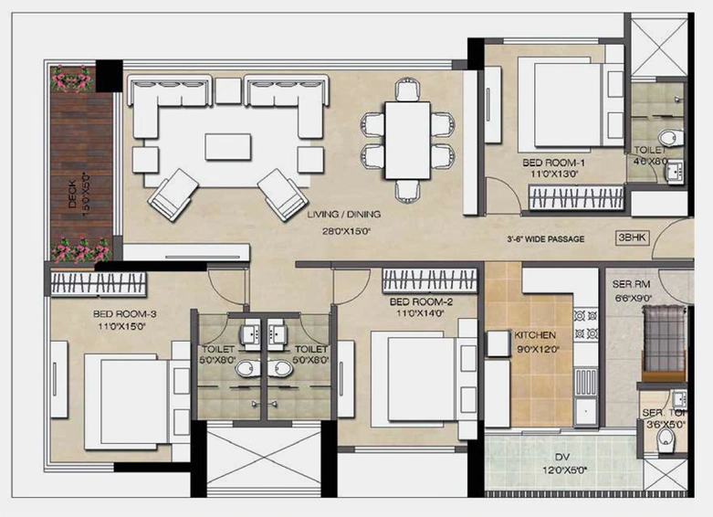 3 BHK Flat in Wadhwa Anmol Fortune in Goregaon West, Mumbai - Image 813590