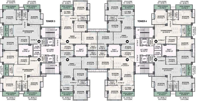 Floor Plan of Top Whispering Winds in Behala, Kolkata - Image 171014
