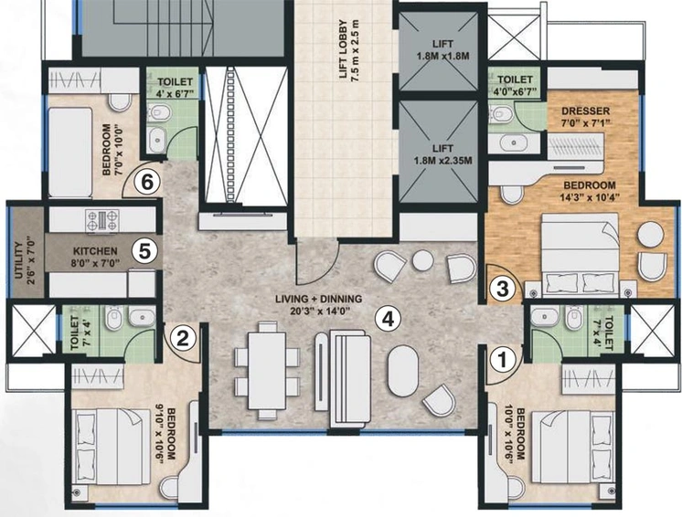 3.5 BHK Flat in 5th Avenue Prasanna Aura in Chembur East, Mumbai - Image 666376