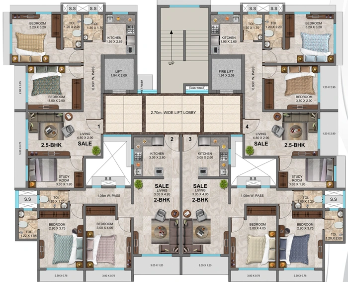 Floor Plan of P Square Ganga Avenue in Mazgaon, Mumbai - Image 158174
