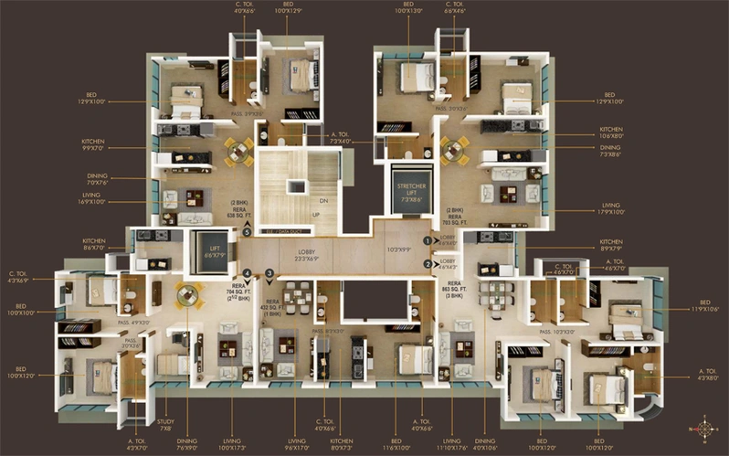 Floor Plan of Unique Serenity in Borivali West, Mumbai - Image 155947