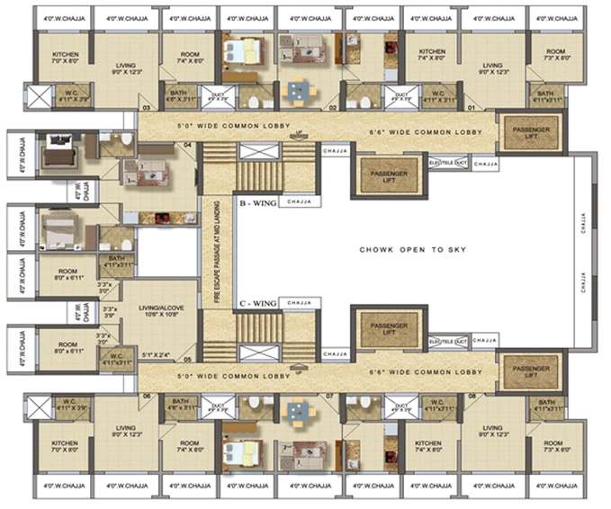 Floor Plan of Reliable Confare Heights in Goregaon West, Mumbai - Image 156020
