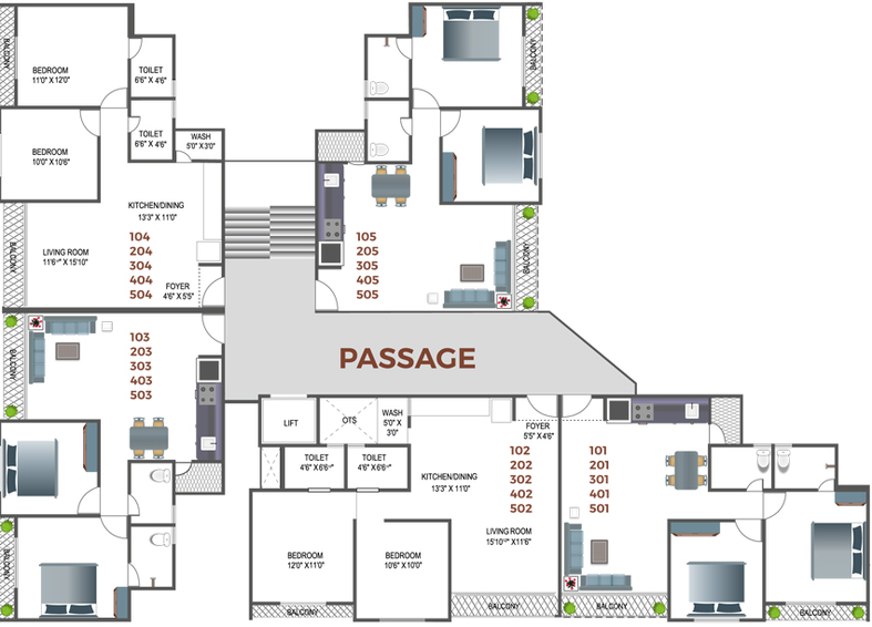 Floor Plan of Shree Omkar Homes in Gorwa, Vadodara - Image 94223