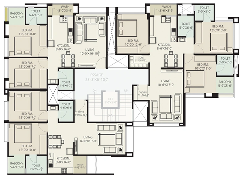 Floor Plan of Vasupujya 15 Pavilions in Jahangirabad, Surat - Image 94538