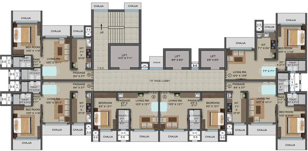 Floor Plan of Marigold Aangan in Mulund West, Mumbai - Image 154813