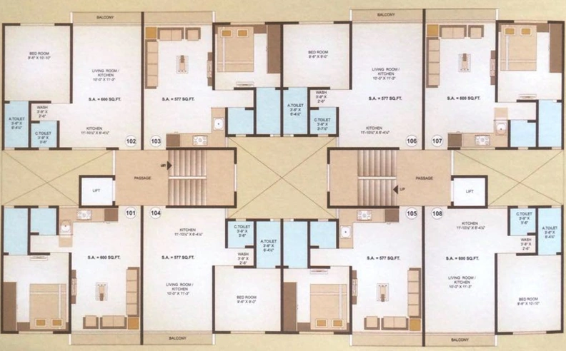 Floor Plan of Bhagyalaxmi Residency in Bhestan, Surat - Image 94559