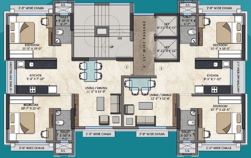 Floor Plan of Fortune Elite in Mulund West, Mumbai - Image 153668
