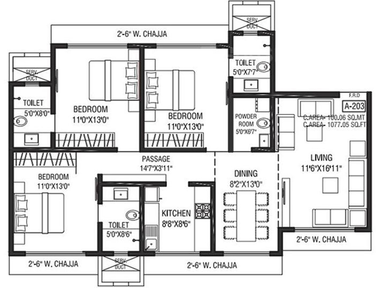 3 BHK Flat in Sayaji Crest in Vile Parle East, Mumbai - Image 811341