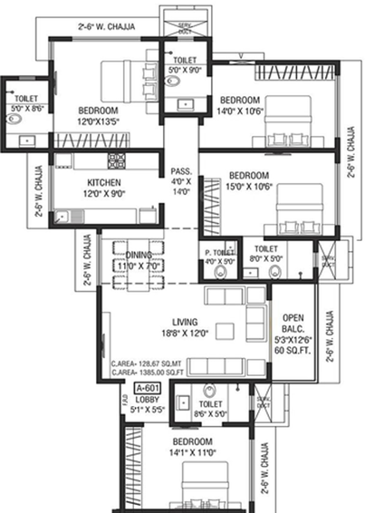 4 BHK Flat in Sayaji Crest in Vile Parle East, Mumbai - Image 811343