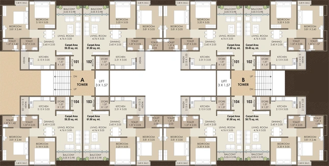Floor Plan of Siddhi Vinayak Satyam Nirvana in Harni, Vadodara - Image 94615