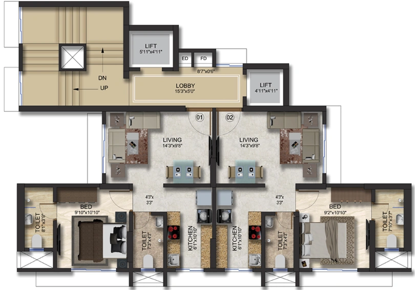 Floor Plan of Romell Rhythm in Malad West, Mumbai - Image 150535