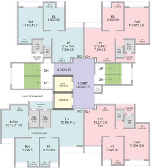 Floor Plan of Haware Platinum Towers in Kasarvadavali, Thane - Image 166672