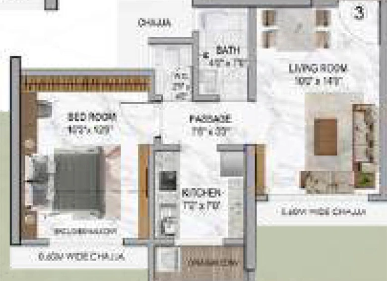 1 BHK Flat in Gajra Bhoomi Castle in Shilphata, Thane - Image 824742