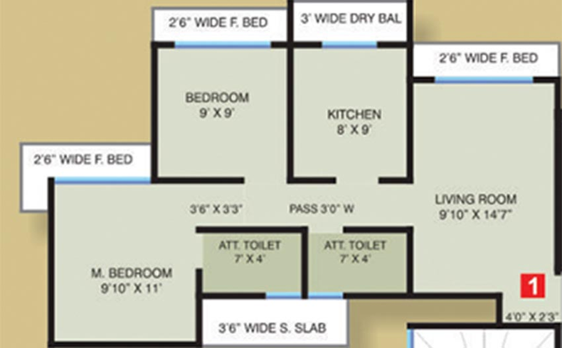 2 BHK Flat in Trinity Heights in Thane West, Thane - Image 810211