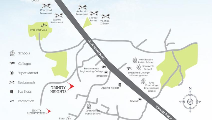 Location of Trinity Heights in Thane West, Thane - Image 150214