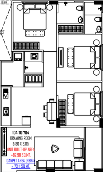 3 BHK Flat in DN The Sun Imperial in Nikol, Ahmedabad - Image 668229