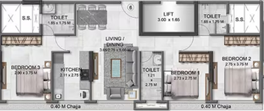 3 BHK Flat in Arihant Sky in Chembur East, Mumbai - Image 809844