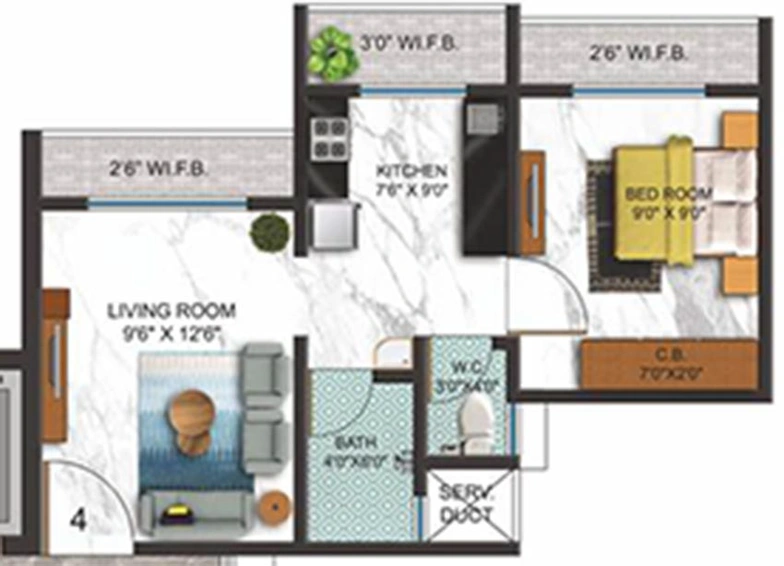 1 BHK Flat in Kaveri Sankalp Residency in Diva, Thane - Image 810207