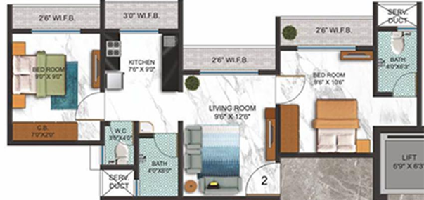 2 BHK Flat in Kaveri Sankalp Residency in Diva, Thane - Image 810208