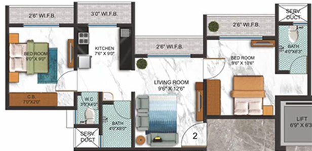 2 BHK Flat in Kaveri Sankalp Residency in Diva, Thane - Image 810209