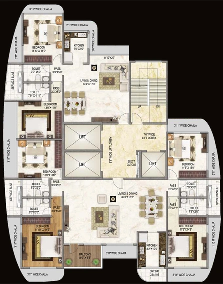 Floor Plan of Nandivardhan Park Pallazzo in Dadar East, Mumbai - Image 147509