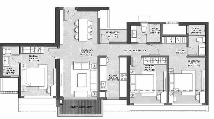 3 BHK Flat in Kalpataru Expansia in Kolshet Road, Thane - Image 809959
