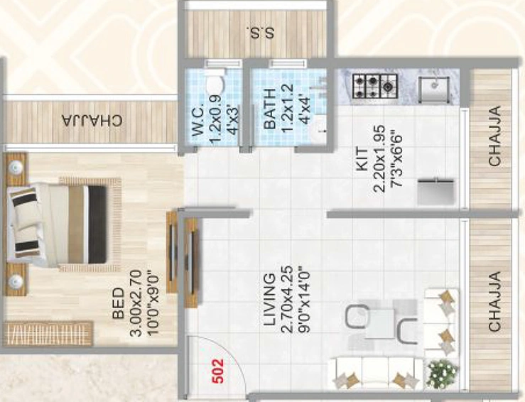 1 BHK Flat in GRK Orion Corner in Karanjade, Navi Mumbai - Image 811456