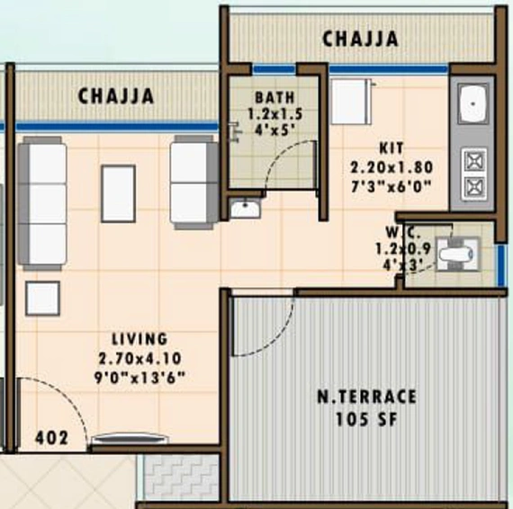 1 RK Flat in Vaidehi Vijay Heritage in Ulwe, Navi Mumbai - Image 811627