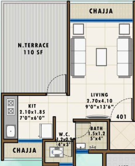 1 RK Flat in Vaidehi Vijay Heritage in Ulwe, Navi Mumbai - Image 811628