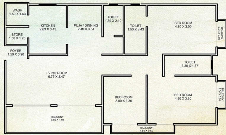 3 BHK Flat in Marvel Santdarshan in Waghodia Road, Vadodara - Image 699326