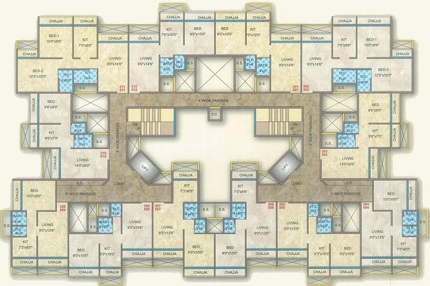 Floor Plan of Yashrang Bhaveshwar Icon in Karanjade, Navi Mumbai - Image 159955