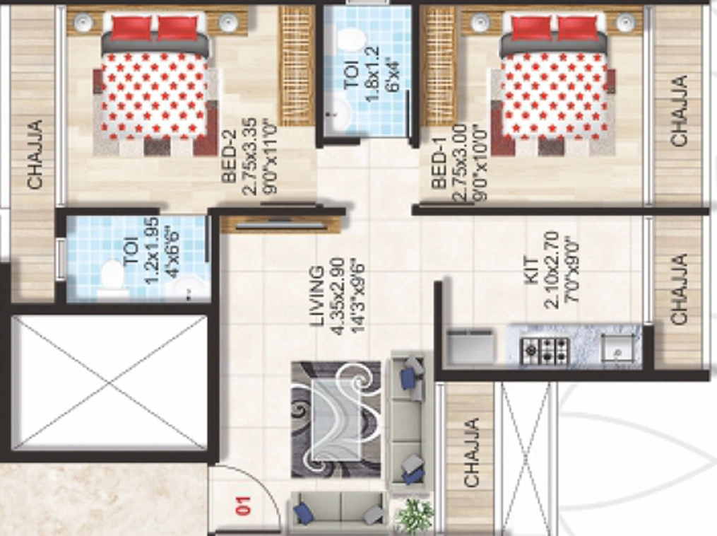 2 BHK Flat in Neelkanth Exotica in Ulwe, Navi Mumbai - Image 809674