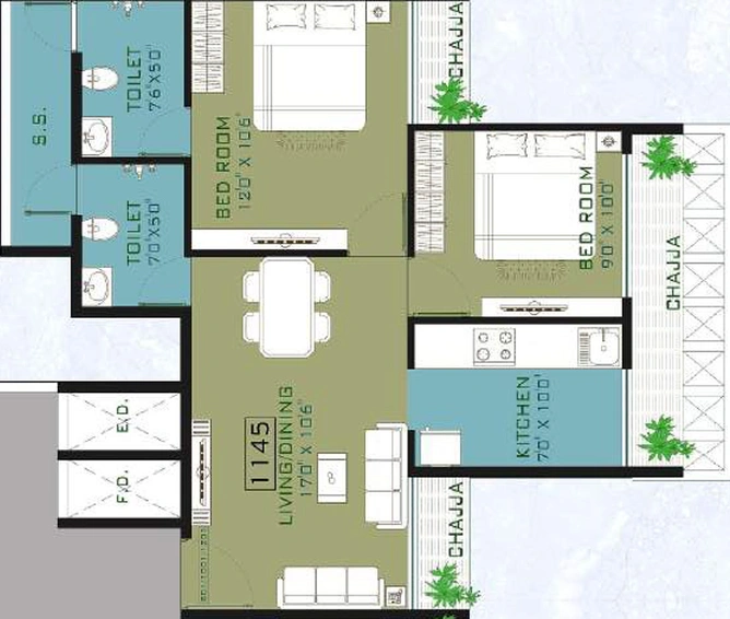 2 BHK Flat in SMB United Emporio in Kharghar, Navi Mumbai - Image 811616