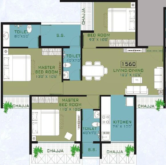 3 BHK Flat in SMB United Emporio in Kharghar, Navi Mumbai - Image 811617