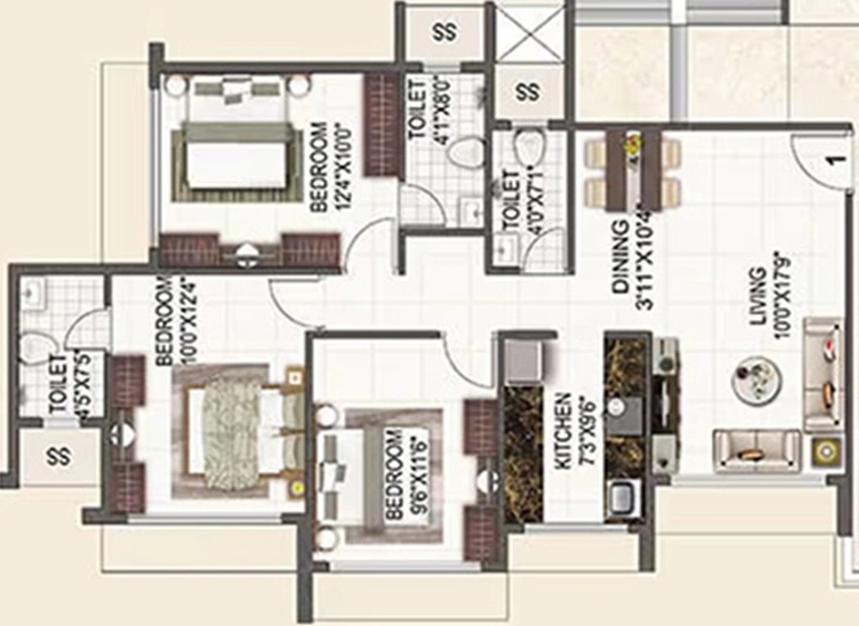 3 BHK Flat in Elite Casa in Kharghar, Navi Mumbai - Image 813626
