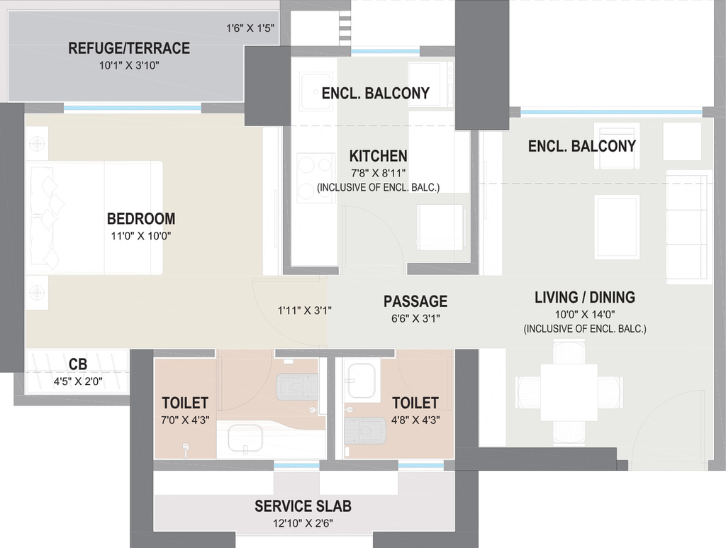 1 BHK Flat in Adhiraj Capital City Tower Oreka in Kharghar, Navi Mumbai - Image 813600
