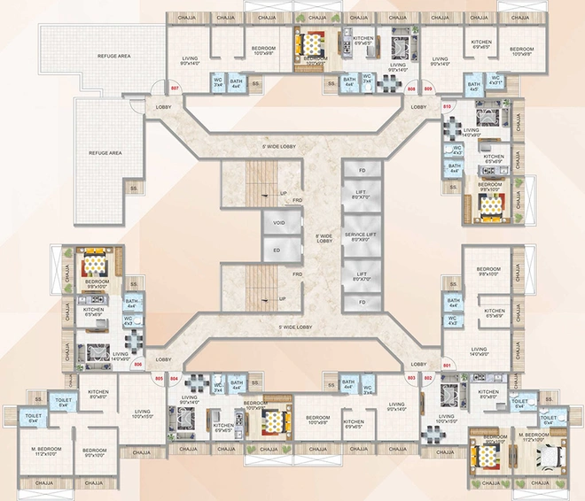 Floor Plan of Ana Zillion Tower in Dronagiri, Navi Mumbai - Image 155579