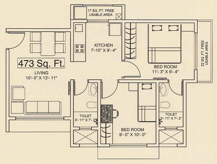 2 BHK Flat in Viva Vishnupuram in Palghar, Palghar - Image 814564