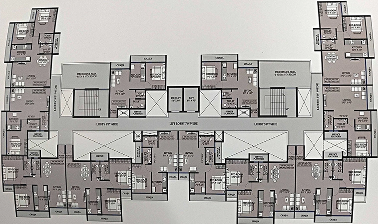 Floor Plan of Zenisha Luxuria in Pushpak Nagar, Navi Mumbai - Image 158590