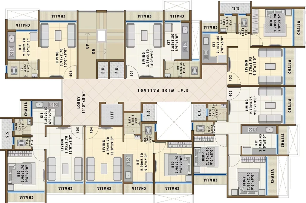 Floor Plan of Pratham Sky Garden in Karanjade, Navi Mumbai - Image 158466