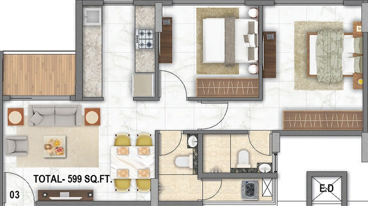 2 BHK Flat in Today Codename Bellevue in Kharghar, Navi Mumbai - Image 813008