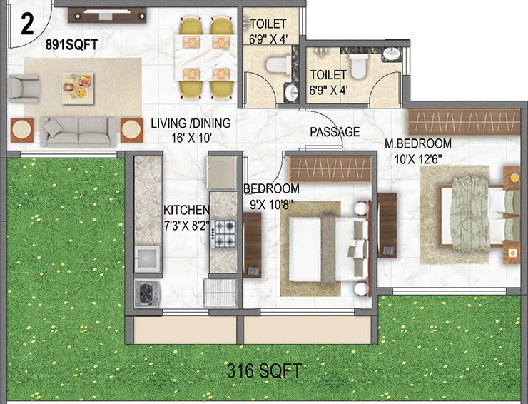 2 BHK Flat in Today Codename Bellevue in Kharghar, Navi Mumbai - Image 813009