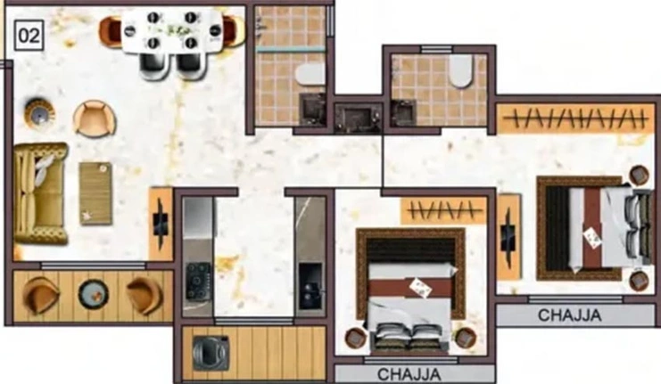 2 BHK Flat in Tharwani Palladian in Kharghar, Navi Mumbai - Image 824020