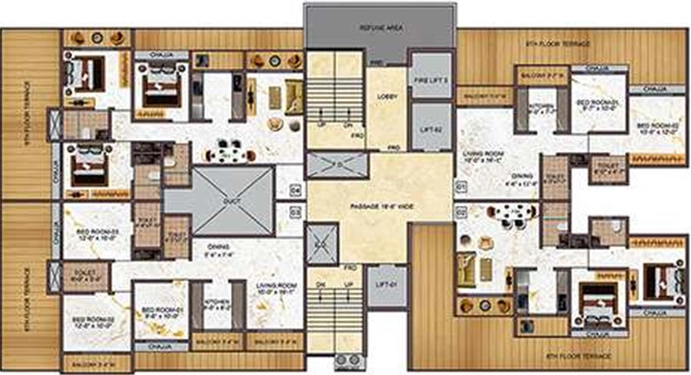 Floor Plan of Tharwani Palladian in Kharghar, Navi Mumbai - Image 160828
