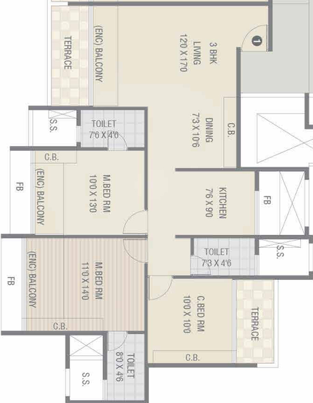 3 BHK Flat in Balaji Delta Central in Kharghar, Navi Mumbai - Image 811173