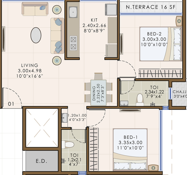 2 BHK Flat in Vishv Eleanor in Nerul, Navi Mumbai - Image 811664