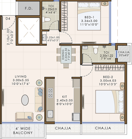 2 BHK Flat in Vishv Eleanor in Nerul, Navi Mumbai - Image 811665